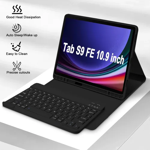 Miniatura 5 de GOKOCO para Samsung Galaxy Tab S10 Lite/S10 FE/S9 FE 10.9"/Tab S9 11" Funda para Teclado, Funda Magnética Desmontable Inalámbrica Bluetooth con Negro