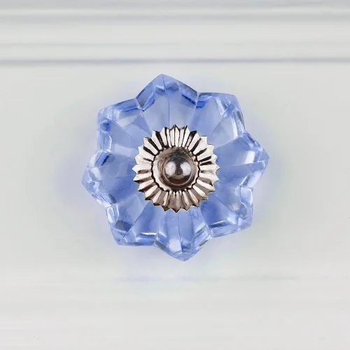Miniatura 33 de Indian Shelf Paquete de 6 manijas de cristal vintage con flores de caléndula ámbar y diseño elegante para cajones