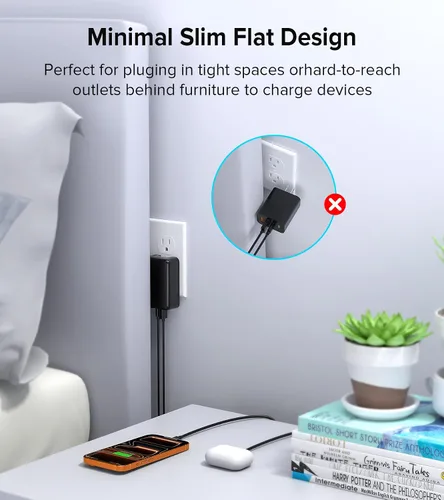 Miniatura 7 de Paquete de 2 bloques de carga USB C planos, 40 W, 4 puertos, cargador rápido de 20 W, bloque de carga tipo C, cargador de pared USB de 3.1 A, doble