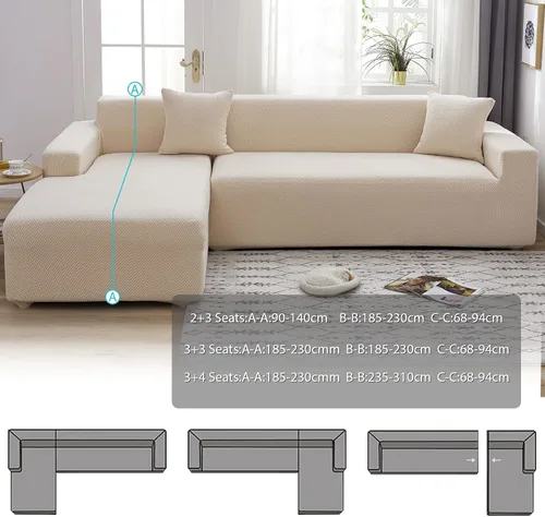 Miniatura 6 de OKYUK Funda para sofá modular en forma de L, 2 fundas de sofá jacquard de alta elasticidad de 3 + 3 asientos + 2 fundas de almohada, protector