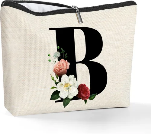 Miniatura 7 de Bolsa de maquillaje personalizada con inicial para mujer, bolsa de cosméticos con monograma, regalo de cumpleaños para mamá, regalo de dama