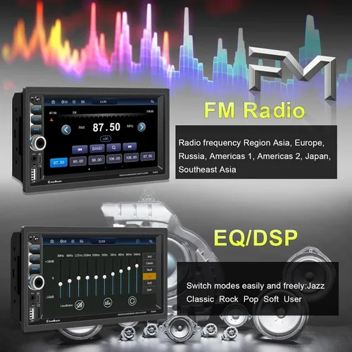 Miniatura 7 de Apple CarPlay doble Din inalámbrico, 7 pulgadas Bluetooth 5.2, radio de coche FM, IPS 1024 x 600 pantalla táctil estéreo de coche, cámara