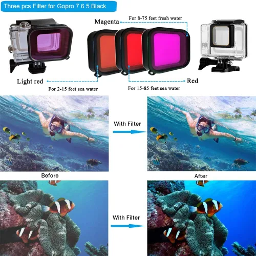 Miniatura 2 de Kit de accesorios 68 en 1 para GoPro Hero 7 6 5 negro GoPro7 acción cámara filtro marco impermeable carcasa caso paquete 60A