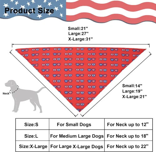 Miniatura 4 de ADOGGYGO Paquete de 4 bandanas para perro con bandera estadounidense, rojo y azul bandera de Estados Unidos, bufanda para mascotas, bandanas