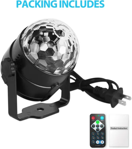 Miniatura 4 de Luces de fiesta de bola de discoteca para DJ, activadas por sonido, con control remoto, lámpara estroboscópica, 7 modos, luz de escenario