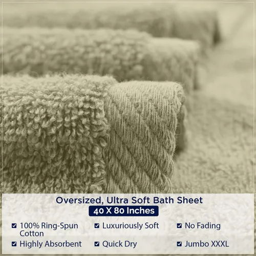 Miniatura 29 de DAN RIVER Paquete de 2 sábanas de baño de 35x70 pulgadas, sábanas de baño jumbo acanaladas para adultos, toallas grandes gruesas y absorbentes