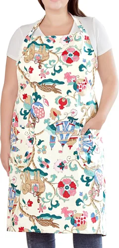 Miniatura 8 de Delantales de algodón y lino para hornear, talla grande, para mujer, con bolsillos, cocina