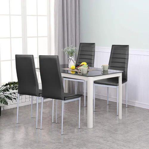 Miniatura 2 de KOTEK Juego de 4 sillas de comedor de piel sintética, sillas laterales tapizadas con respaldo alto ergonómico y marco de acero, sillas laterales