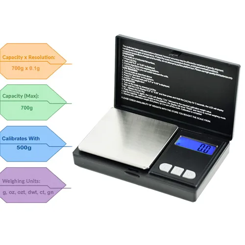 Miniatura 4 de American Weigh Scales Báscula de bolsillo portátil compacta de la serie MAX, escala de gramos para alimentos pequeños, escala de joyería, 24.69 oz x