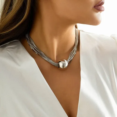Miniatura 7 de Sixexey Gargantilla de oro grueso con borlas, collares de esfera, collar de esfera geométrica, joyería para mujer