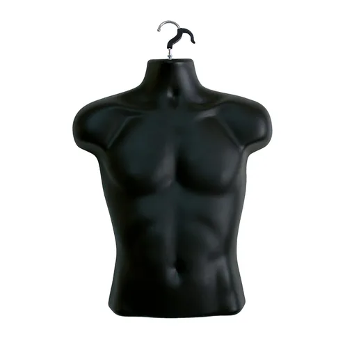 Miniatura 8 de Maniquí masculino de torso con soporte de metal, cuerpo hueco, apilable, forma para exhibir camisetas, mostrador, ferias de manualidades, fotos
