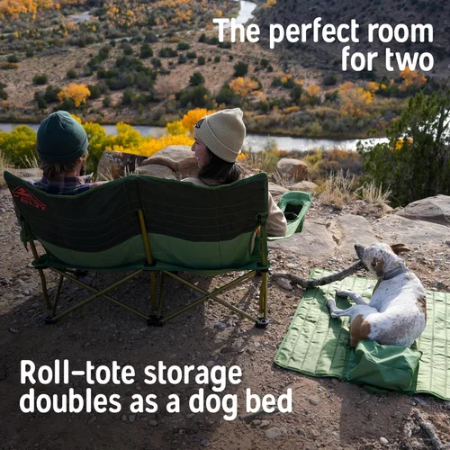 Miniatura 4 de Silla Kelty Low Loveseat sobredimensionada de 2 plazas plegable resistente para campamento, asiento doble para partidos de fútbol, reuniones previas
