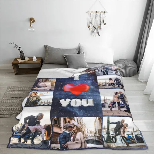 Miniatura 4 de Mantas personalizadas con fotos, manta personalizada de collage de fotos, suave, con mis propias fotos, regalos personalizados para aniversario