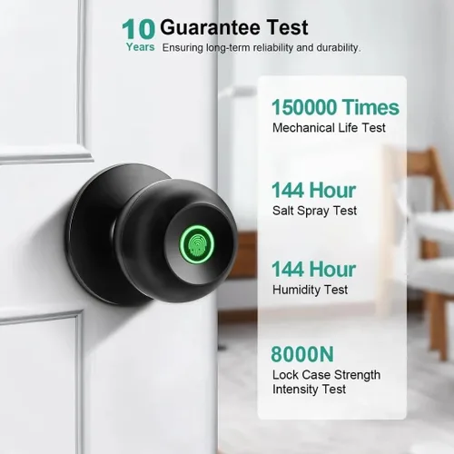 Miniatura 5 de NexusLab Pomo de puerta inteligente con huella digital, cerradura de puerta de entrada sin llave para dormitorio, oficina en casa y apartamento