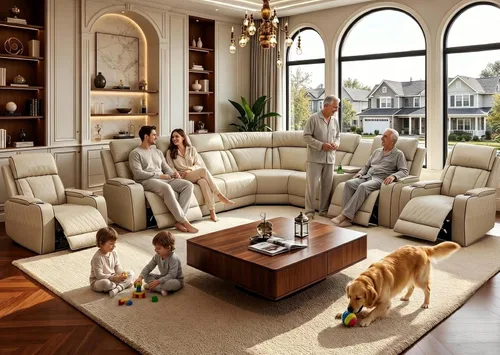 Miniatura 8 de Juego de sofá modular reclinable eléctrico con LED, juegos de muebles de sala de estar, sofá reclinable de cuero para sala de estar/cine en casa