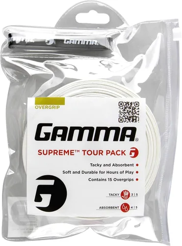 Gamma Sports Supreme Overgrip para raquetas de tenis, pickleball, squash, bádminton y raquetball, varios tamaños y colores