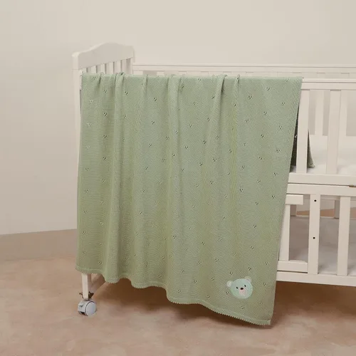 Miniatura 4 de mimixiong Manta de algodón orgánico para bebé, de punto neutro, suave, para cuna, cuarto de bebé, bebé, bebé, niña, 40 x 30 pulgadas (verde)