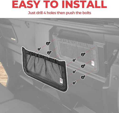 Miniatura 4 de KEMIMOTO UTV - Red de almacenamiento para respaldo trasero compatible con Can Am Defender Max, repuesto OEM #715003019, negro (se vende en pares)