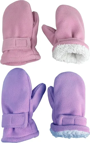 N'Ice Caps - Guantes de felpa con forro de sherpa, fáciles de poner para niños pequeños y bebés - Paquete de 2 pares.