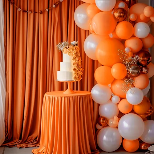 Miniatura 3 de TAYNSDJ101 - Cortina de boda naranja sin arrugas, sin arrugas, para fiestas, bodas, arcos, fiestas, ceremonias, escenarios, decoración de escenario