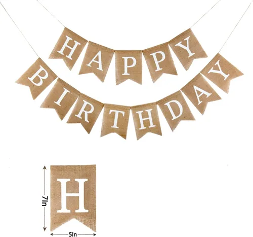 Miniatura 9 de Cartel de arpillera de feliz cumpleaños para hombres y mujeres, letrero de cumpleaños, decoración de fiesta, letra negra