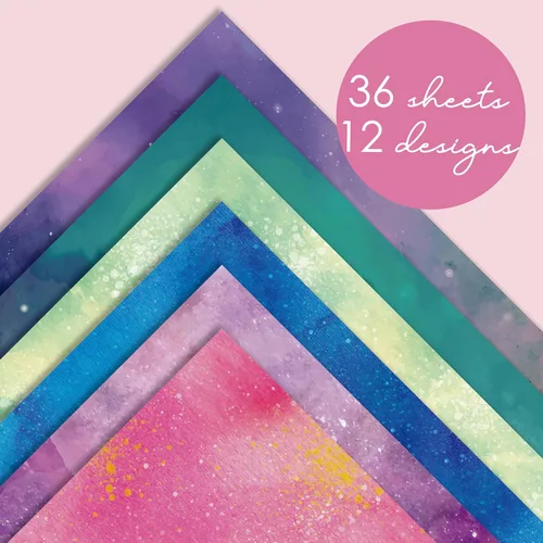 Miniatura 7 de 48 hojas 6 X 6 Papel de cartulina decorativa para álbumes de recortes - Acuaarela brillante - para fabricación de tarjetas, diario, planificador