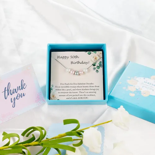 Miniatura 2 de Sereney Regalos de cumpleaños para niñas y mujeres, collar de perlas de plata esterlina como regalo de cumpleaños de 7, 9, 10, 11, 13, 15, 16, 18