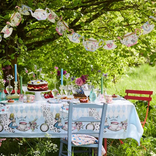 Miniatura 4 de Guirnalda de banderines de tetera Alicia en el País de las Maravillas de 13 pies, decoración temática para fiesta de té, cumpleaños, té de la tarde