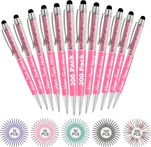 Miniatura 68 de Bolígrafos personalizados con nombre y texto, bolígrafos de diamantes de cristal personalizados a granel, 10 bolígrafos, regalos para mujeres