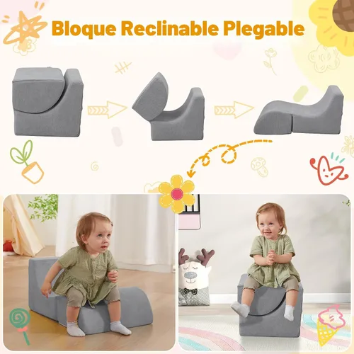 Miniatura 5 de Bloques de escalada para bebés con pozo de bolas, juego de 6 piezas de espuma para escalar y gatear para niños pequeños de 1 a 3 años,