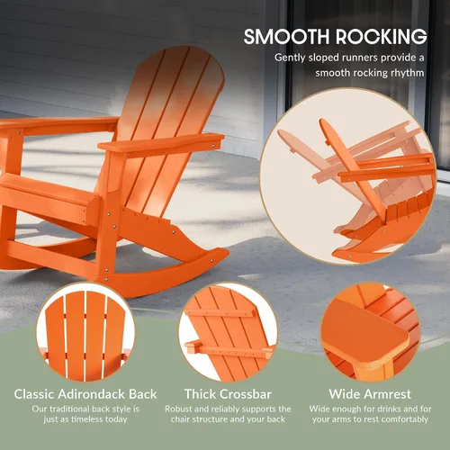 Miniatura 91 de WestinTrends Silla mecedora Malibu de poliéster para exterior/patio Adirondack, Negra