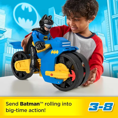 Miniatura 3 de Fisher-Price Imaginext DC Super Friends Batman Juguetes, Batciclo XL y Figura XL de Batman, Cada una de 10 Pulgadas, para Niños en Preescolar de 3+