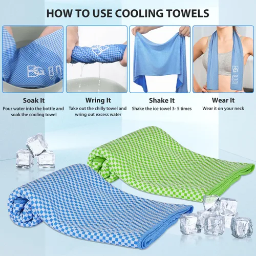 Miniatura 5 de BOGI Toallas refrescantes para cuello y cara, toalla suave y transpirable para enfriamiento instantáneo, se mantiene fresca para yoga, deportes, Azul