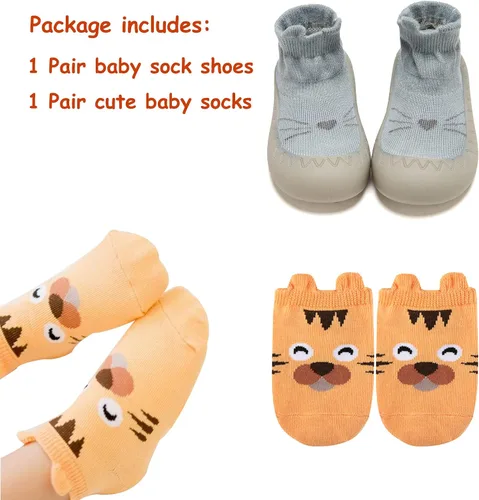 Miniatura 7 de vkxqtep Baby Sock Shoes Toddler Cartoon Rubber Sole Soft Non Slip Floor Slipper for Infant Boys Girls First Walking Indoor Baby Shoes