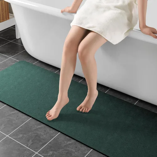 Miniatura 17 de Alfombras de baño de 32 x 17 pulgadas, tapetes de baño de tierra de diatomeas de secado rápido, absorbentes, tapetes de baño de goma antideslizante