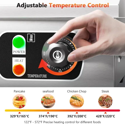 Miniatura 3 de Plancha eléctrica comercial de 29 pulgadas, parrilla de 110 V 3000 W, parrilla de placa caliente de parrilla plana, control termostático ajustable