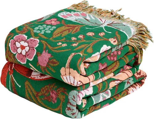 Miniatura 53 de MSGKV Manta de Tiro 100% Algodón para Cama Sofá Otoño 90''x 98'' Mantas de Muselina Súper Suaves Cálidas Colcha Bohemia Ligera Mantas Decorativas