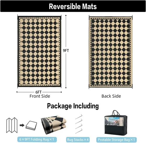 Miniatura 2 de HUGEAR Alfombra de Exterior para Patios en Liquidación, Alfombra Impermeable, Alfombra Grande para Exteriores, Alfombras de Camping de Paja Plástica