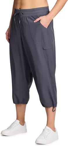 Miniatura 3 de RBX Active - Pantalón capri para mujer, talla grande, ligero, tejido, con cordón, estilo cargo