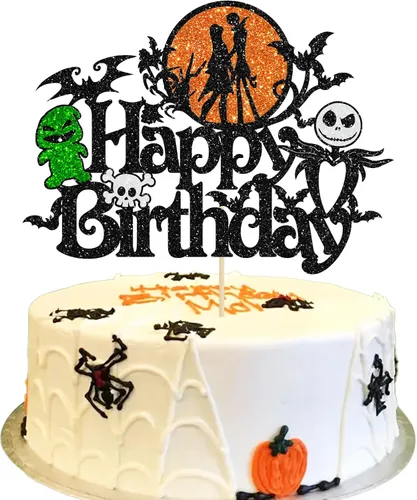 Miniatura 14 de Gyufise 1 pieza de decoración de pastel de cumpleaños con purpurina montada de terror clásico de Halloween para temática de terror sangriento
