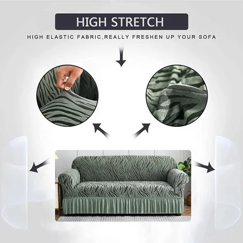 Miniatura 5 de MBROS Funda de sofá con falda, funda de sofá de alta elasticidad, protector de muebles para sala de estar, tela elástica de elastano, funda de sofá