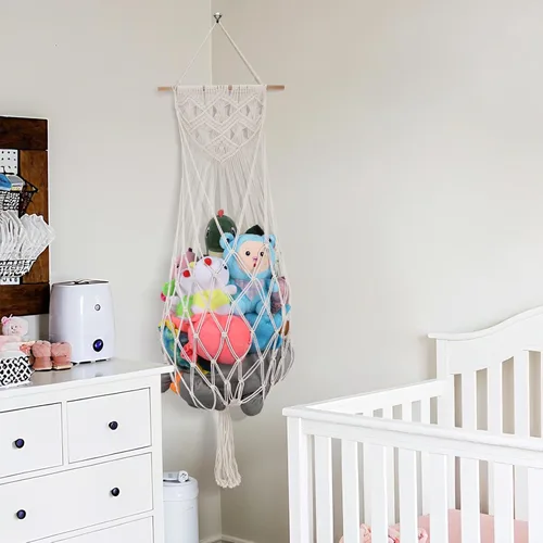Miniatura 2 de Almacenamiento de animales de peluche jumbo de 63 pulgadas con luz LED de estrella, hamaca de juguete para colgar en la pared del techo sobre