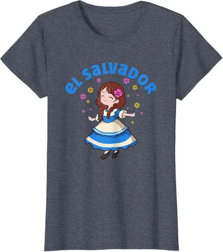 Miniatura 52 de Camiseta de mujer hispana con bandera salvadoreña de El Salvador Orgullosa, Negro