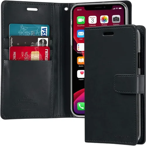 Miniatura 37 de GOOSPERY Blue Moon Wallet para Samsung Galaxy Note 10 Case (2019) Funda de cuero con tapa (Negro)