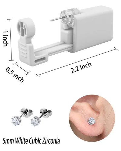 Miniatura 4 de Kit de perforación de oreja, 2 piezas, sin dolor, fácil de usar en casa, kit de pistola de perforación de oreja con aretes (dorado)