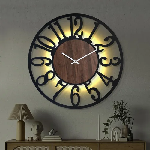 Miniatura 12 de Reloj de pared silencioso de 20 pulgadas con luz nocturna, reloj de pared decorativo que brilla en la oscuridad, funciona con pilas, relojes