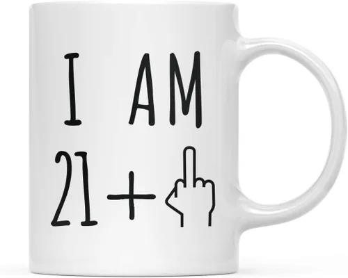 Miniatura 45 de Andaz Press Divertida taza de café de 11 onzas, regalo de broma de cumpleaños, I Am 49 + 1 dedo medio, 1 paquete, ideas de regalo de cumpleaños 50