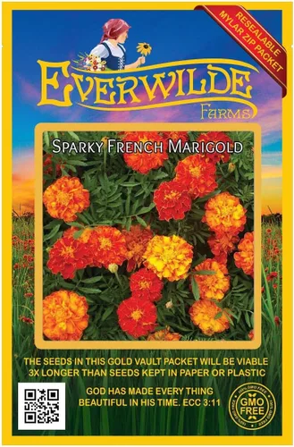 Everwilde Farms - 500 semillas de flores silvestres de caléndula francesa Sparky Mix - Paquete de semillas jumbo Gold Vault