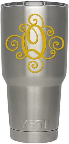 Miniatura 47 de Monogram - Calcomanía troquelada/vinilo adhesivo. Haga clic para opciones de color/letra. Disponible en cuatro colores y todas las letras de la A