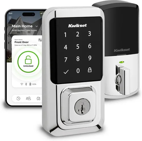 Miniatura 12 de Kwikset Halo Bloqueo inteligente Wi-Fi, cerradura de puerta delantera de entrada sin llave con pantalla táctil, acabado en negro mate, certificado